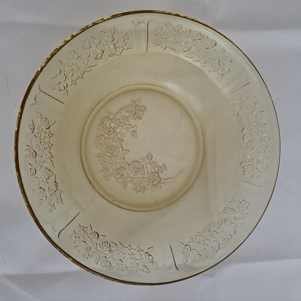 Vintage Federal Glass Sharon Cabbage Rose Serving Bowl